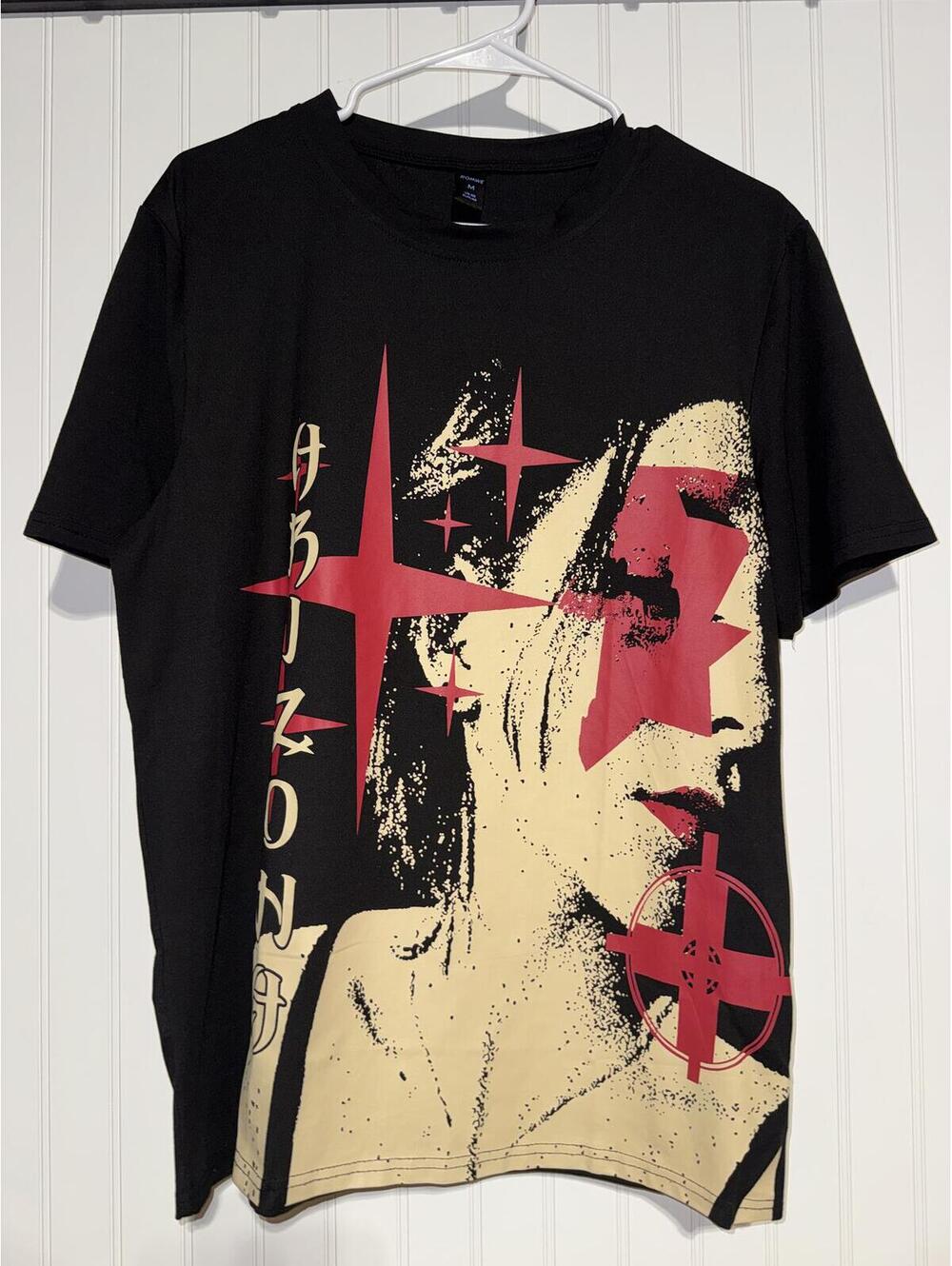 Romwe Goth Anime Graphic T Shirt Black Japanese Survival Print Men Size M